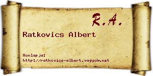 Ratkovics Albert névjegykártya